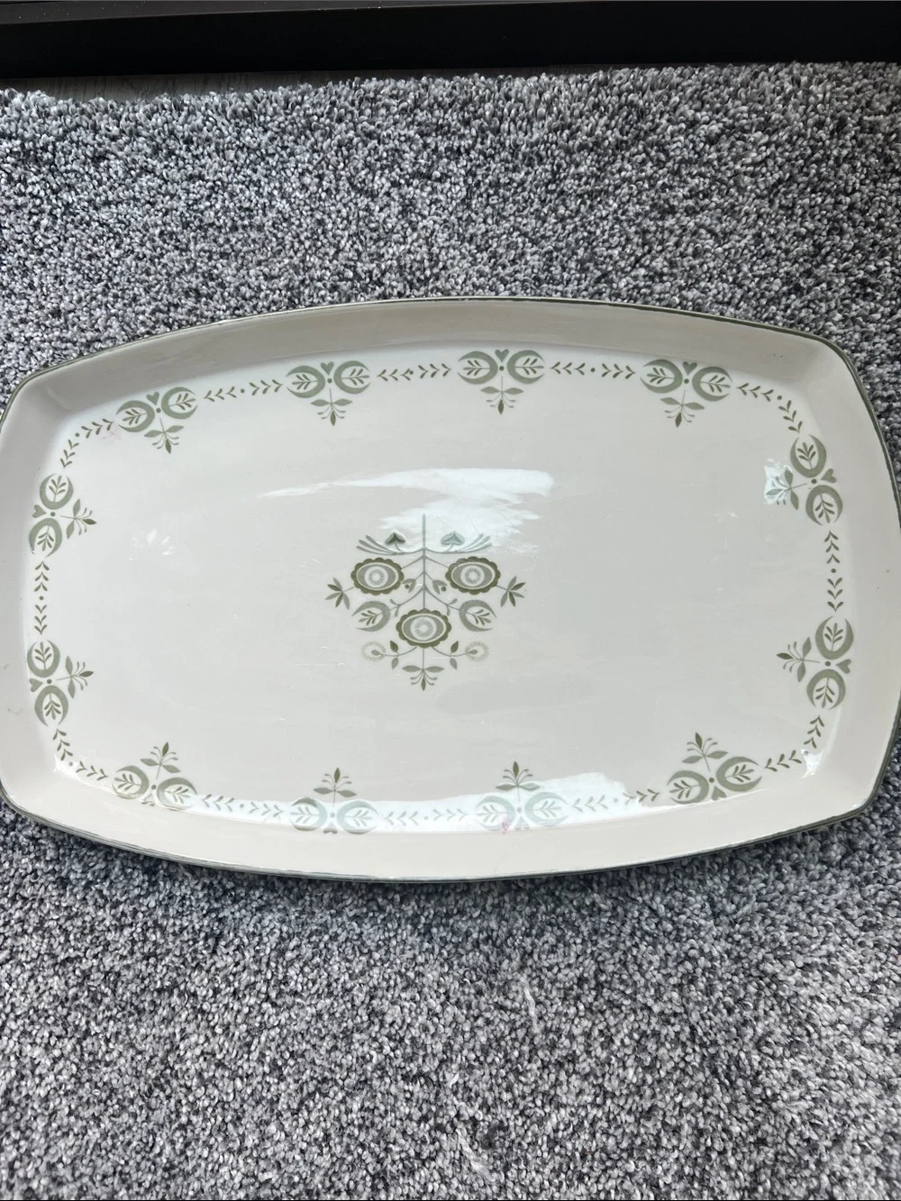Franciscan Heritage Discovery platter with Sage Green Floral Scrill